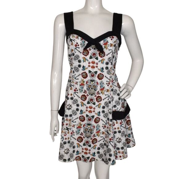 BANNED Dress, XL, Old School Tattoos, Strappy, Swing/F&F, Mini/Short, Side Zip - Picture 1 of 12